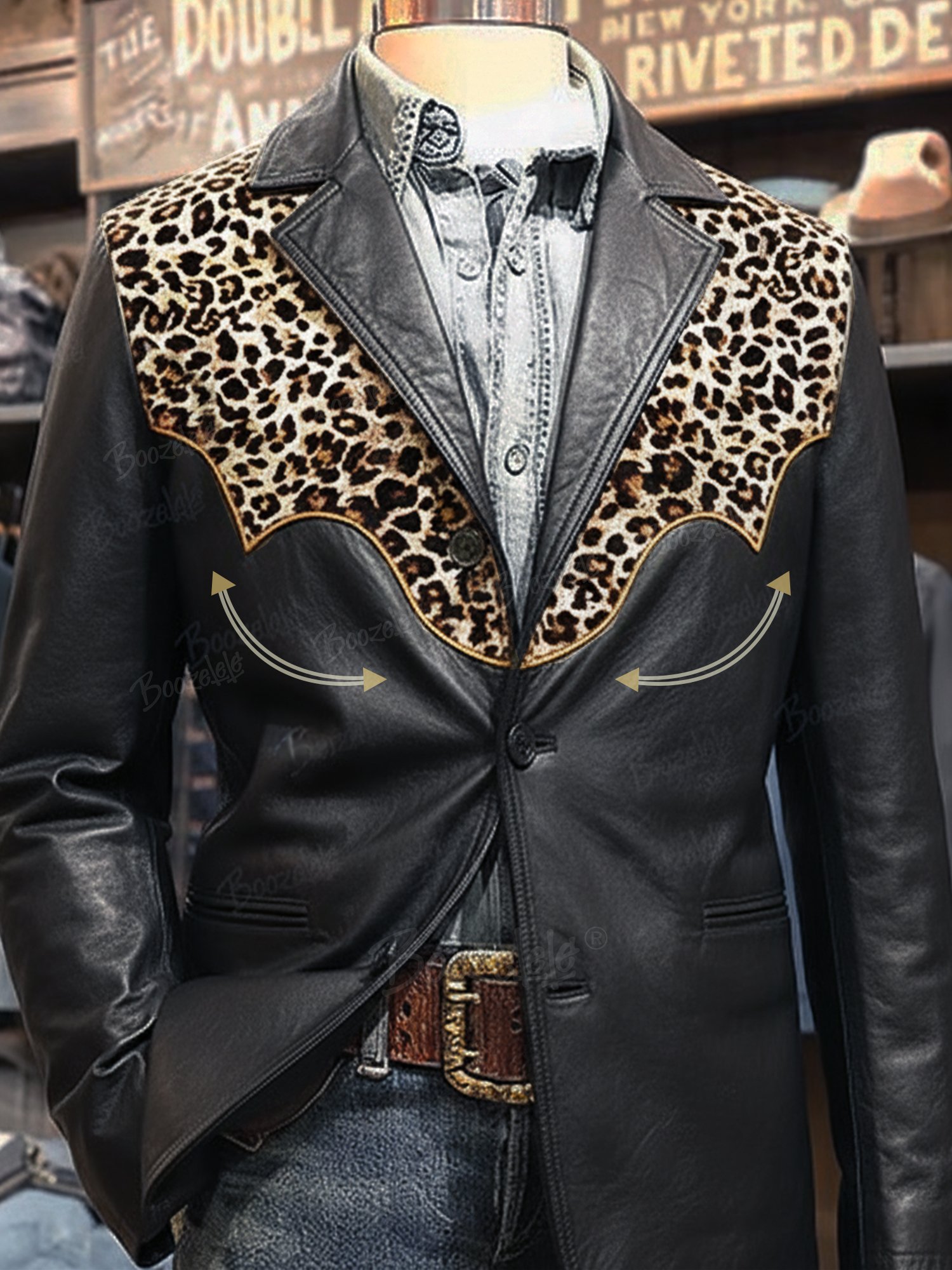 Retro Western Leopard Print Eco-friendly Leather Jacket - Western Suit