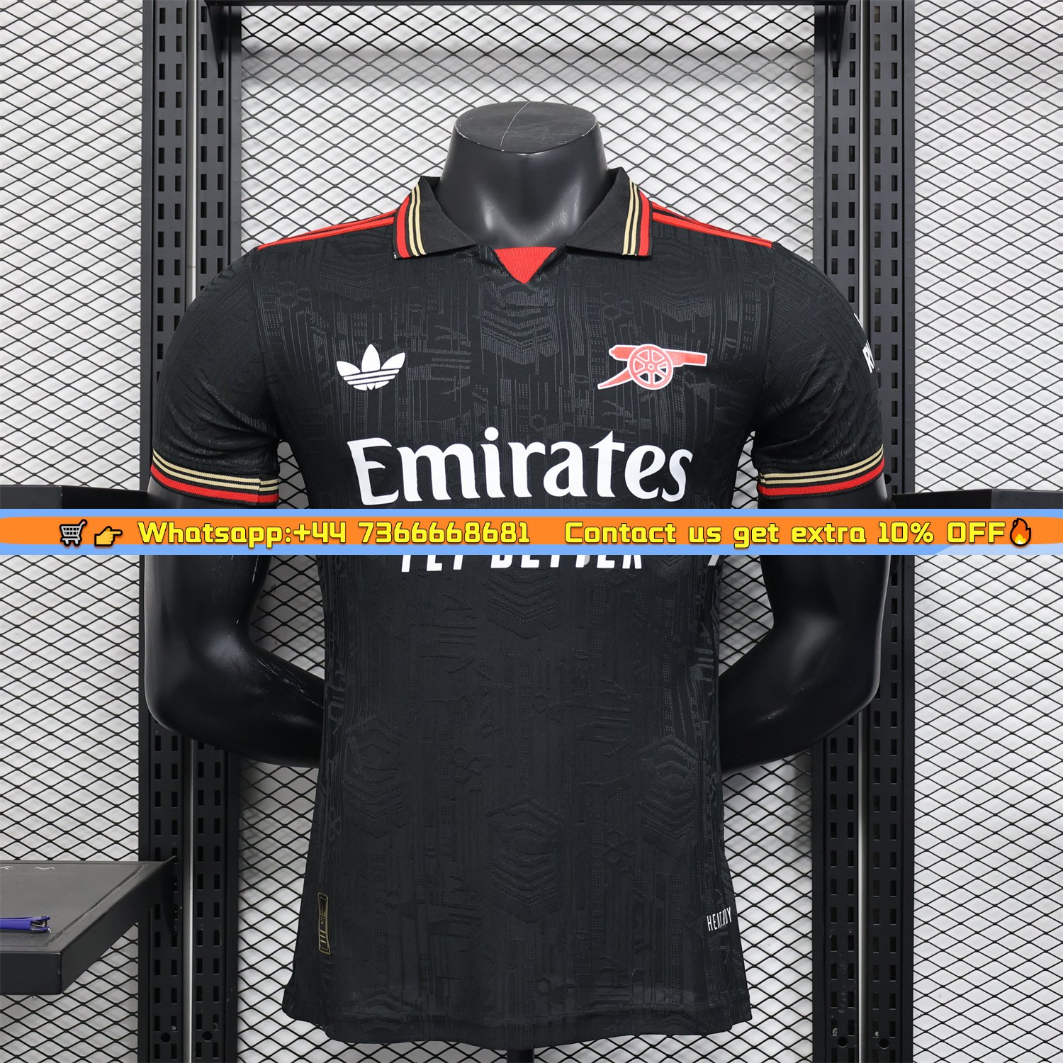 Arsenal 25-26 Black POLO Throwback Trefoil Jersey - Player Version