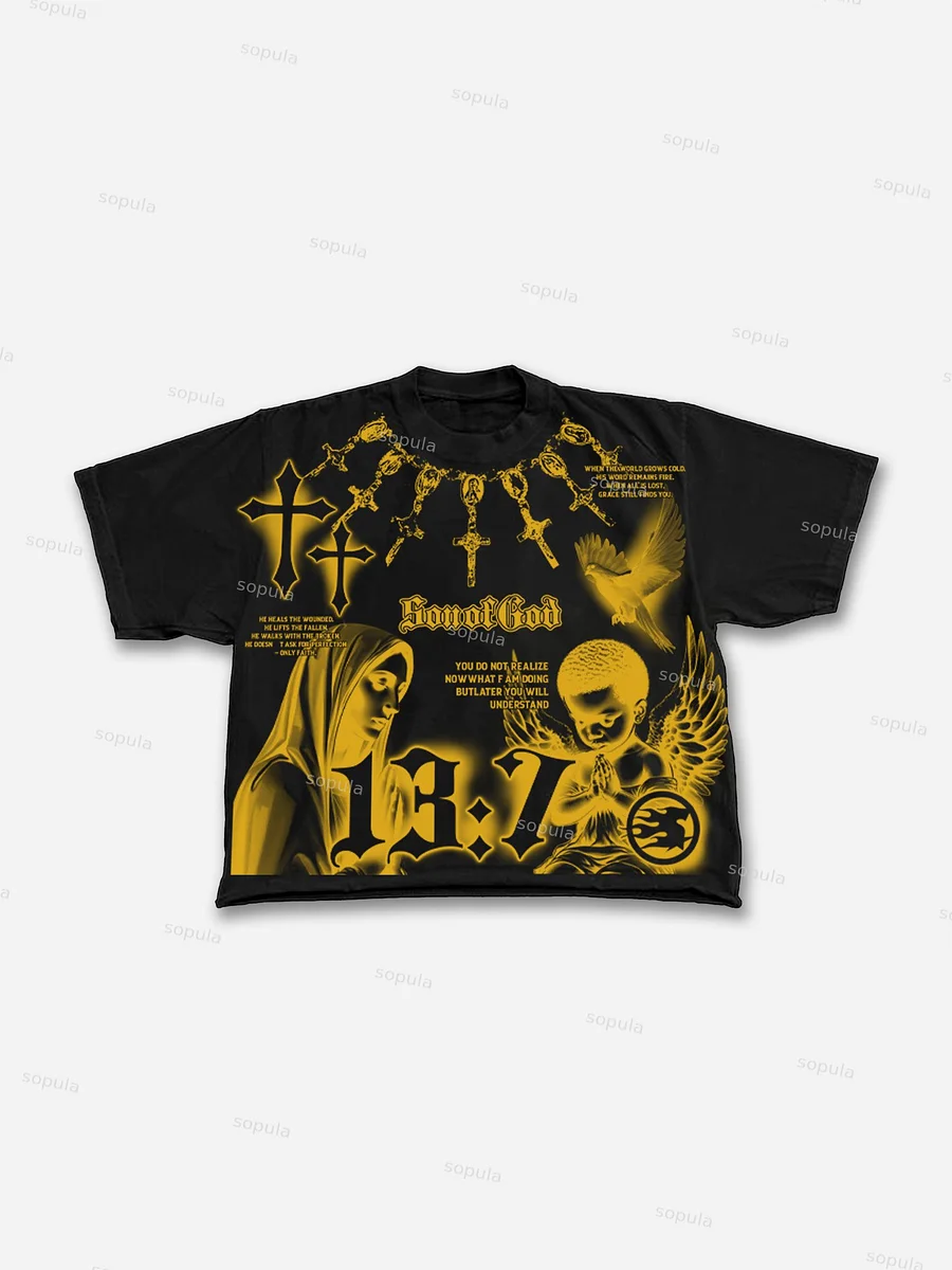 Son Of God Virgin Bible Y2k Vintage Graffiti Graphic Cropped T-shirt