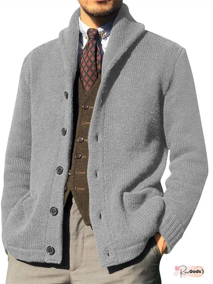 Men's Sweater Cardigan Sweater Ribbed Knit Cropped Knitted V Neck Going out Weekend Clothing Apparel Winter Fall Black Army Green M L XL