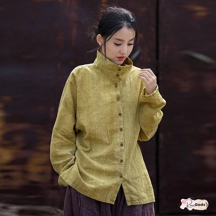 Loose-Fitting Tie-Dye Half-High Collar Shirt