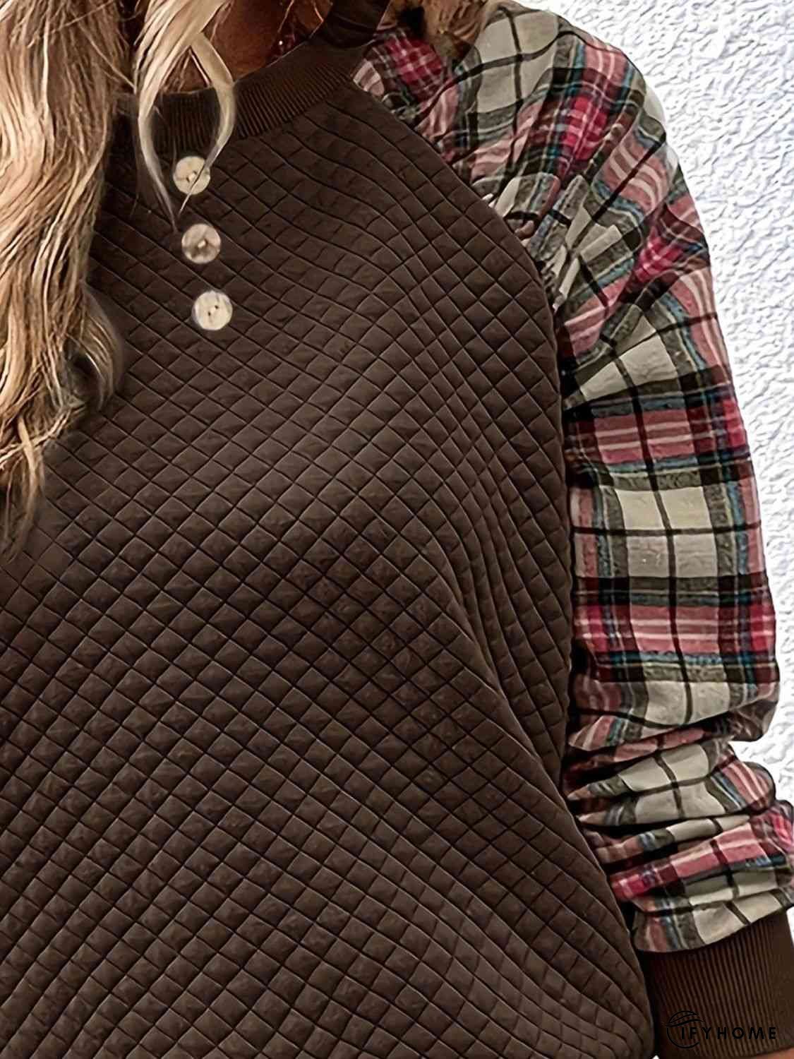 Plaid Round Neck Sweatshirt | IFYHOME