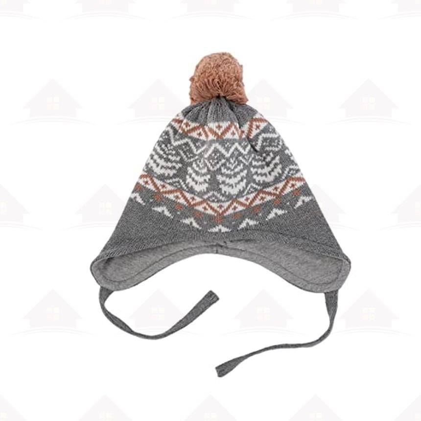 Home Prefer Baby Toddler Beanie Knit Earflap Hat Soft Cotton Winter Cap with Pom