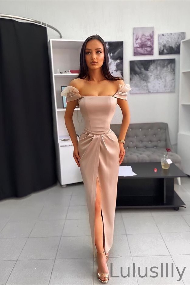 Elegant Off-the-Shoulder Long Prom Party Dress Front Split Online - lulusllly
