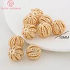 (3412)6PCS 11.5MM 12MM 24K Gold Color Plated Brass Hollow Spacer Beads Bracelet Beads High Quality Diy Jewelry Accessories TARIN THOMAS Official Store James Yang