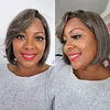 Salt & Pepper Glueless Straight short Bob Wig