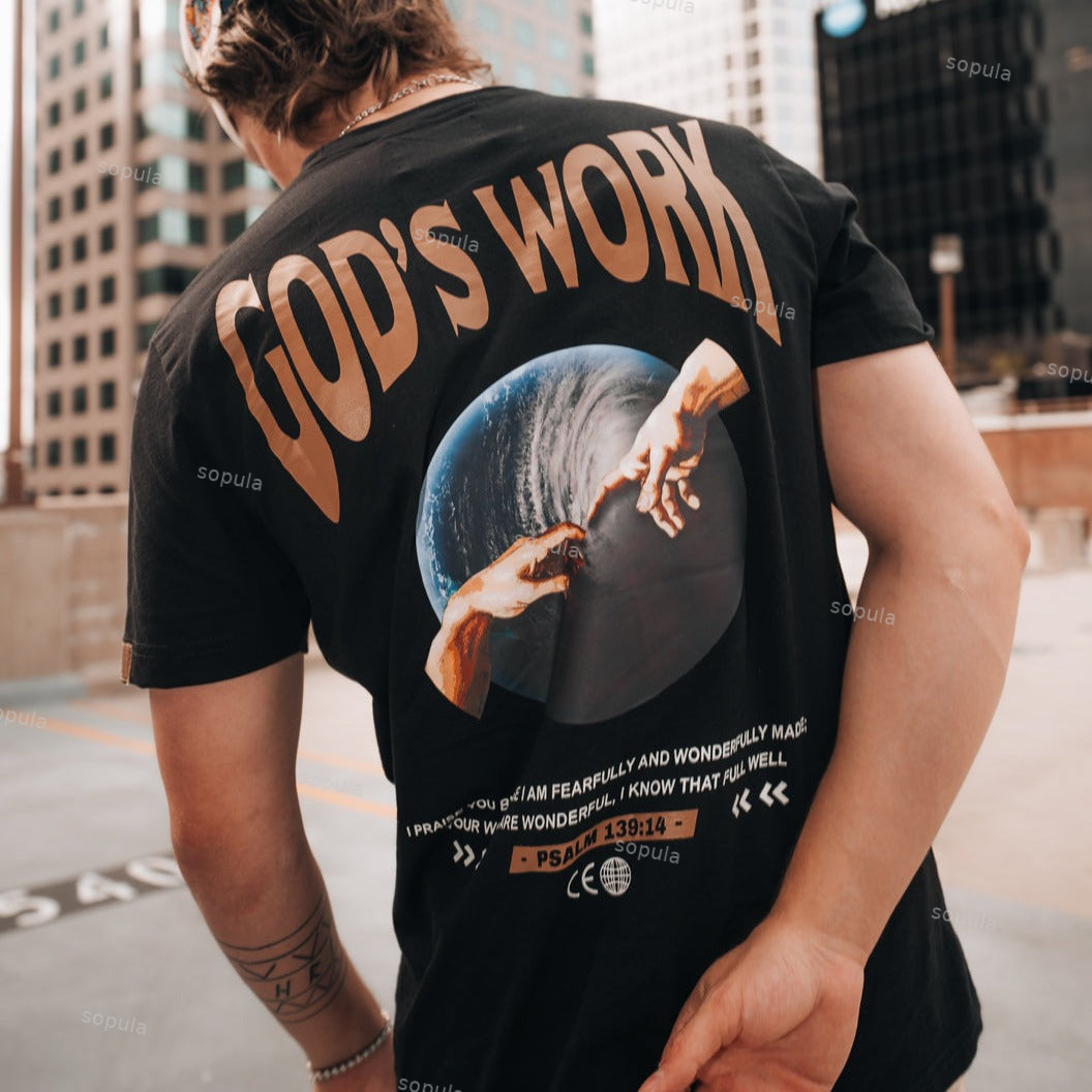 Sopula God's Work Print Graphic Black T-Shirt