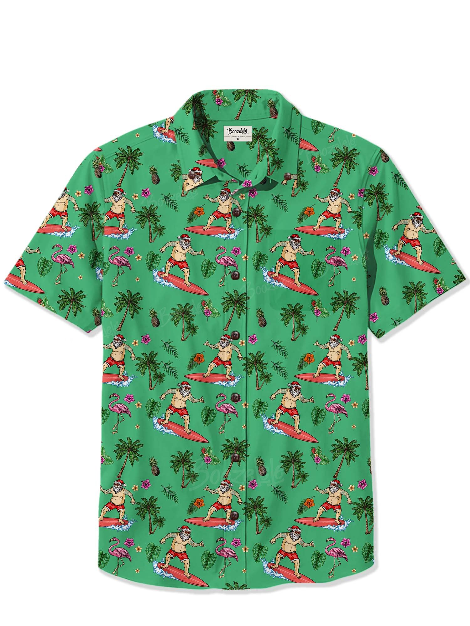 【Clearance】Hawaiian Surfing Santa - 100% Cotton Shirt