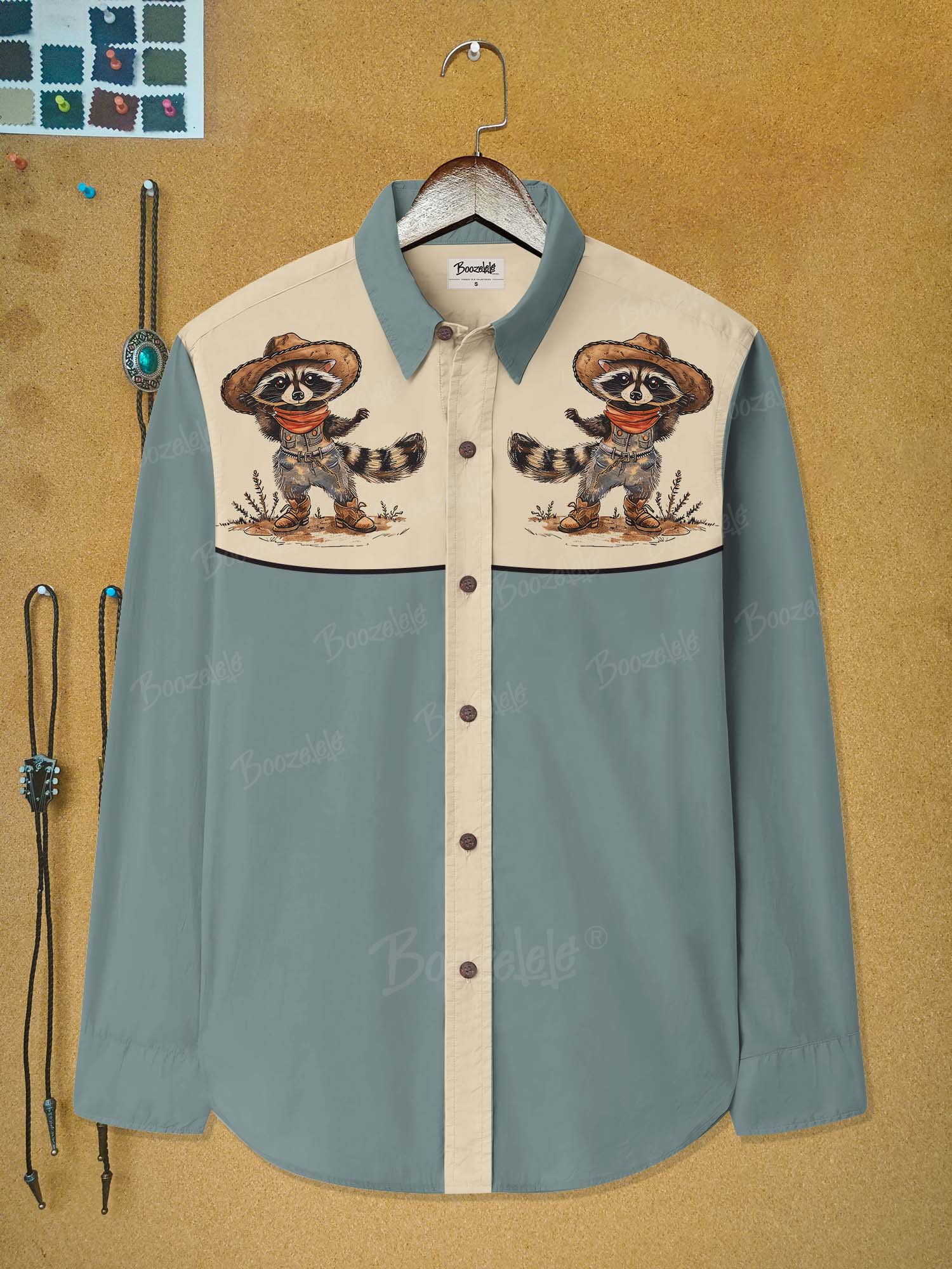 Western Raccoon Cowboy - 100% Cotton Long Sleeves Shirt