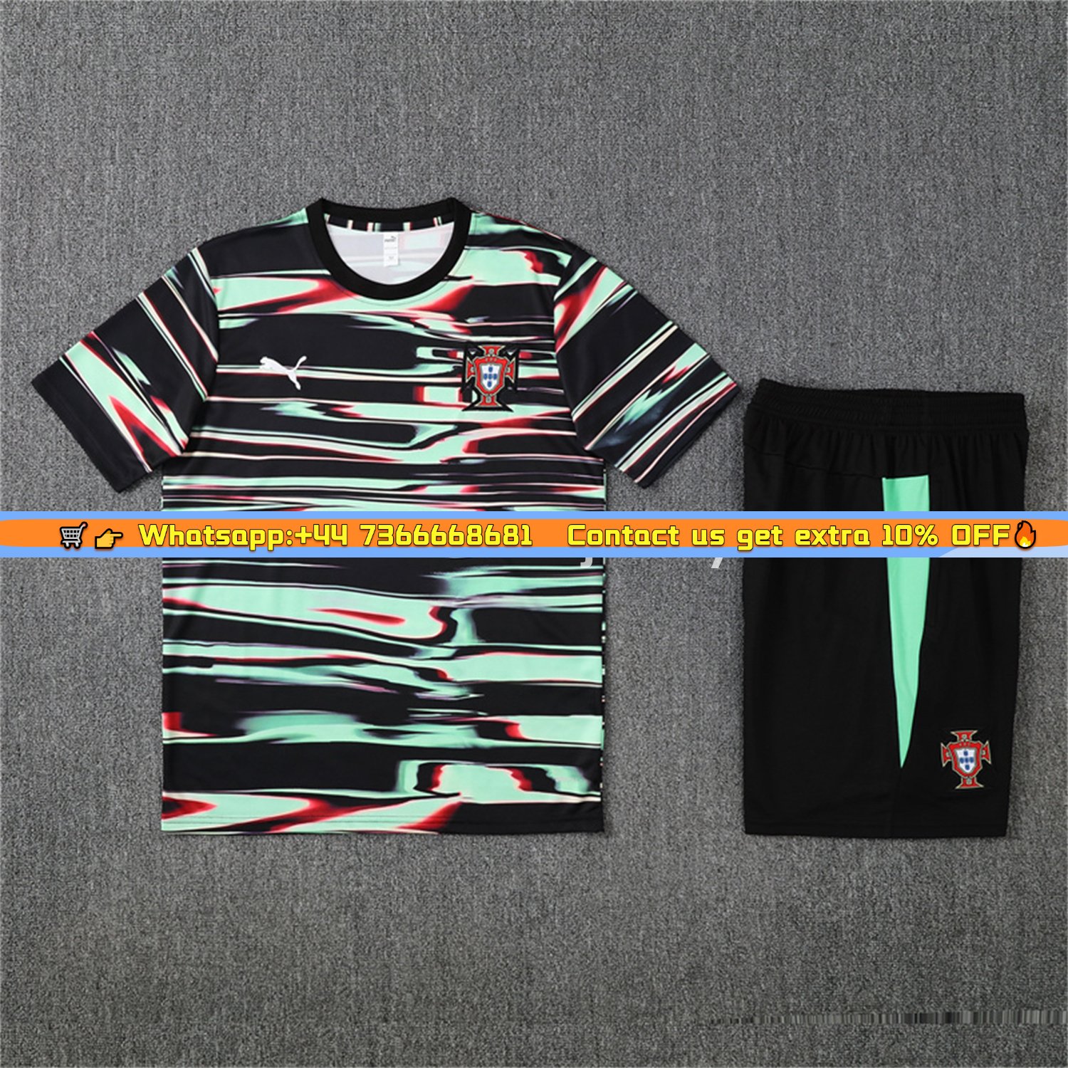 Portugal 25-26 Short-Sleeve Training Set - Camouflage top & Black Shorts