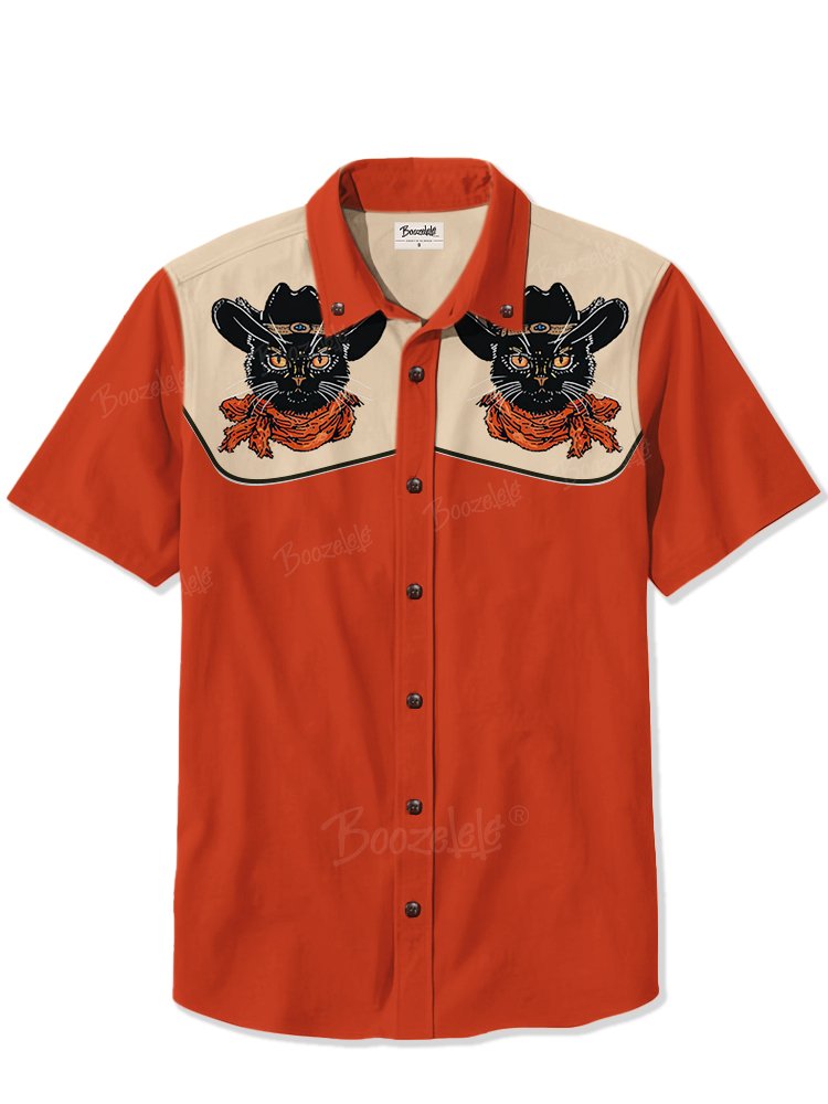Western Black Cowcat - 100% Cotton Shirt