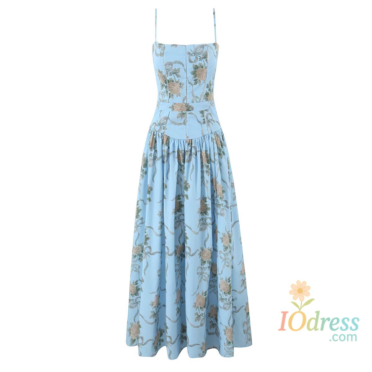IO Dress YENKYE Sexy Spaghetti Straps Floral Print Dress For Women Elegant A-line Holiday Summer Long Dresses Party Maxi Robe 2025 IO Dress