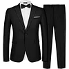 MAGE MALE Men's 2 Piece Suit One Button Slim Fit Formal Wedding Prom Tuxedo Suits Blazer Pants with Bow Tie Set Small Black-peak Lapel-1 amazon James Yang