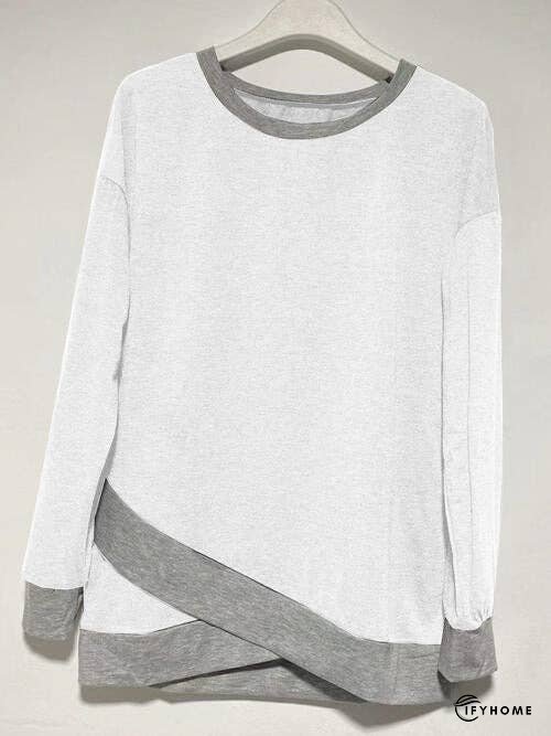 Contrast Boat Neck Long Sleeve T-Shirt | IFYHOME