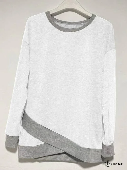 Contrast Boat Neck Long Sleeve T-Shirt | IFYHOME