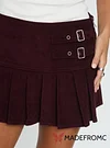 Academe Buckle Pleat Mini Skirt Currant