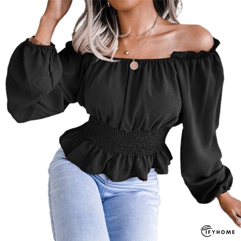 Off-Shoulder Ruffle Hem Blouse With One-Shoulder Design | IFYHOME