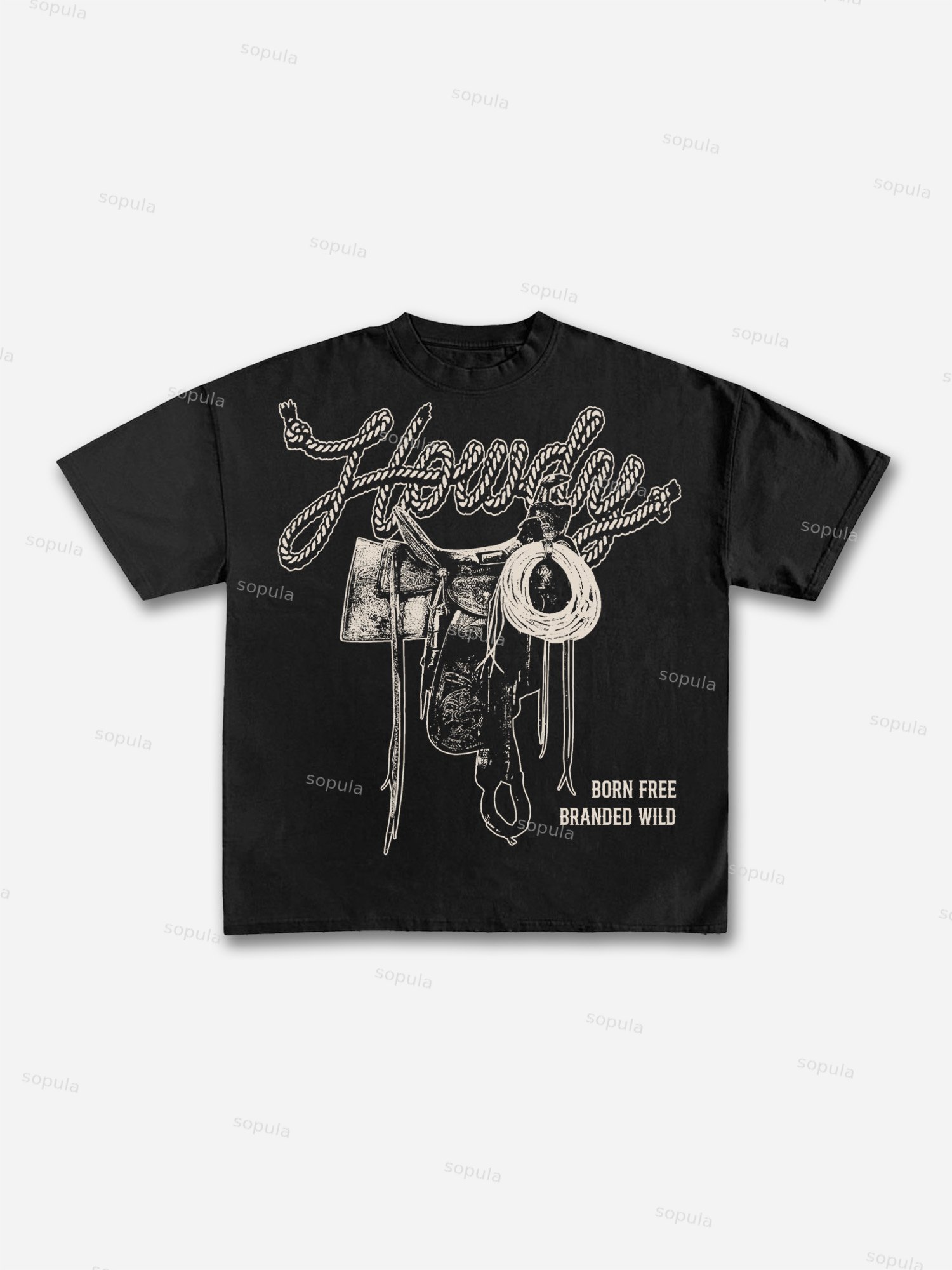 Howdy Cowboy Saddle Vintage Graphic Cotton T-shirt