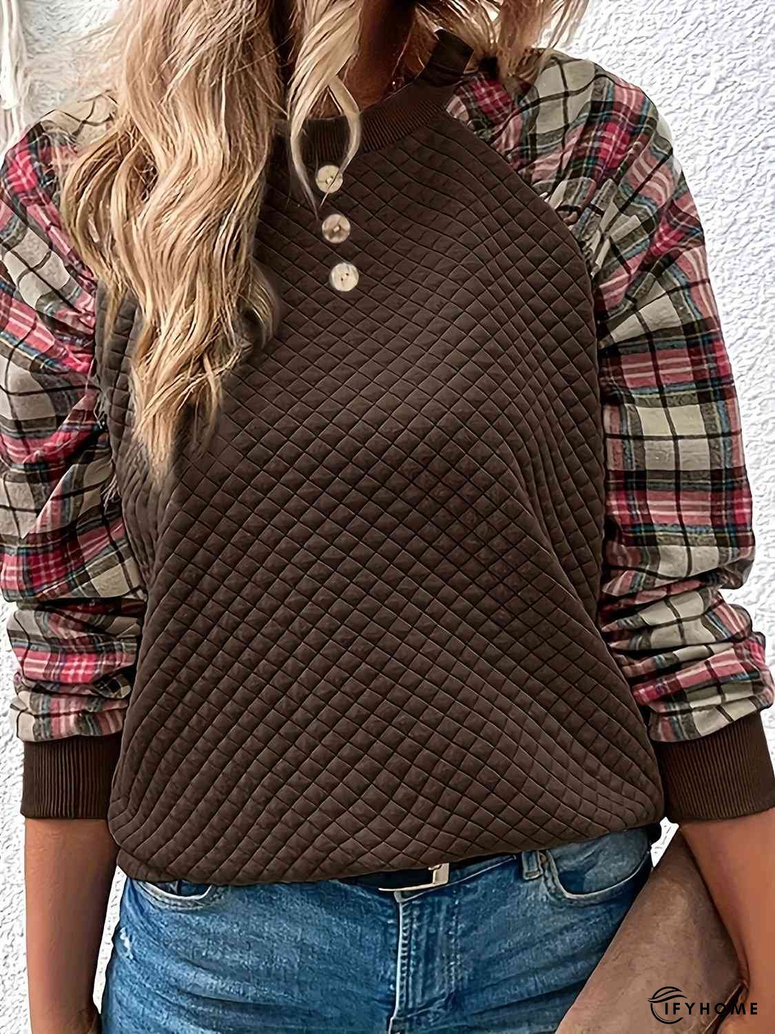 Plaid Round Neck Sweatshirt | IFYHOME