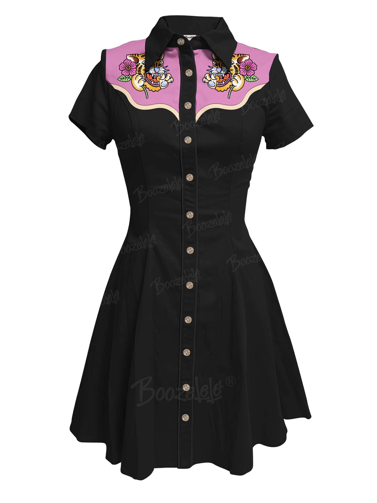 【Nyawart Design X Boozelele】Flower Tiger - 100% Cotton Dress