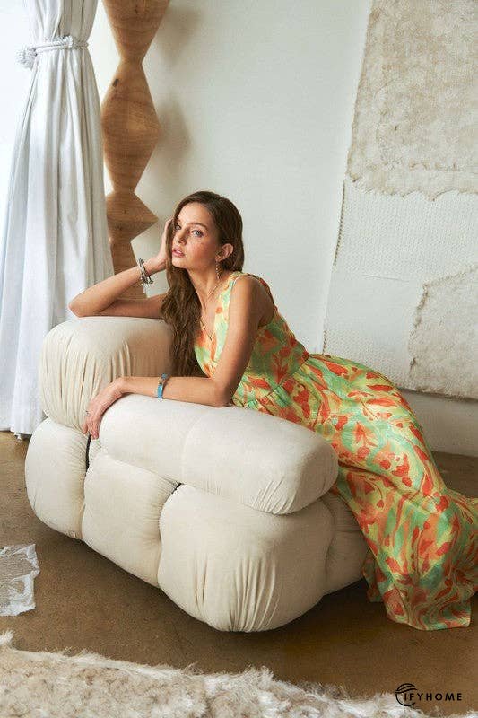 ADORA Abstract Floral V-Neck Maxi Dress | IFYHOME