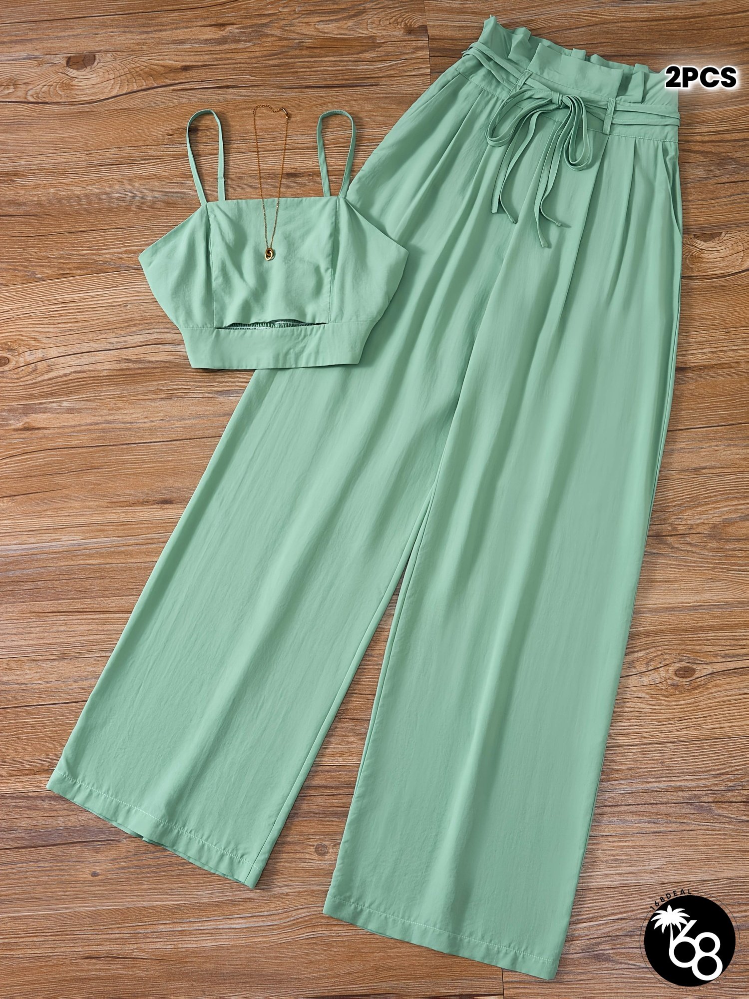 Spring Summer New Arrival Avocado Green Short Vest and Long pants Set 2pcs Perfect | 168DEAL