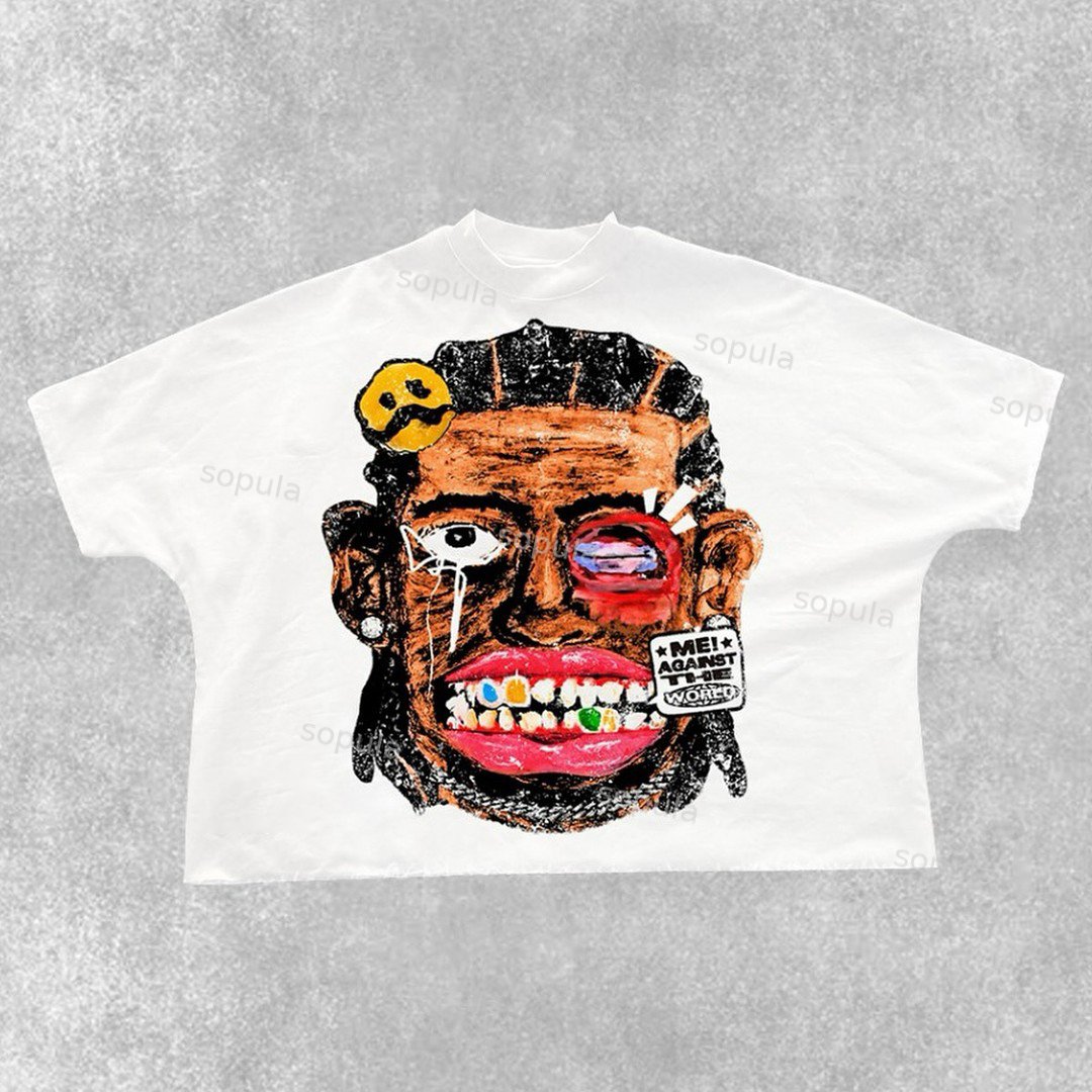 Portrait Grimace Graphic 100% Cotton T-Shirt Cropped Tees