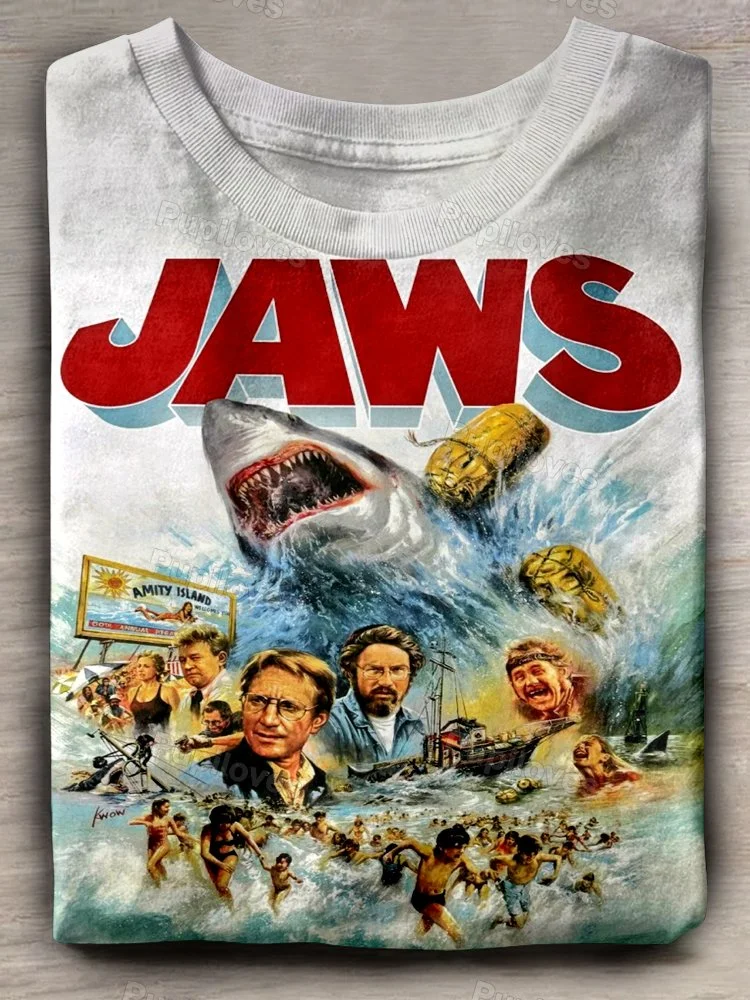 Pupiloves Pupiloves Jaws Movie Art Print T-shirt