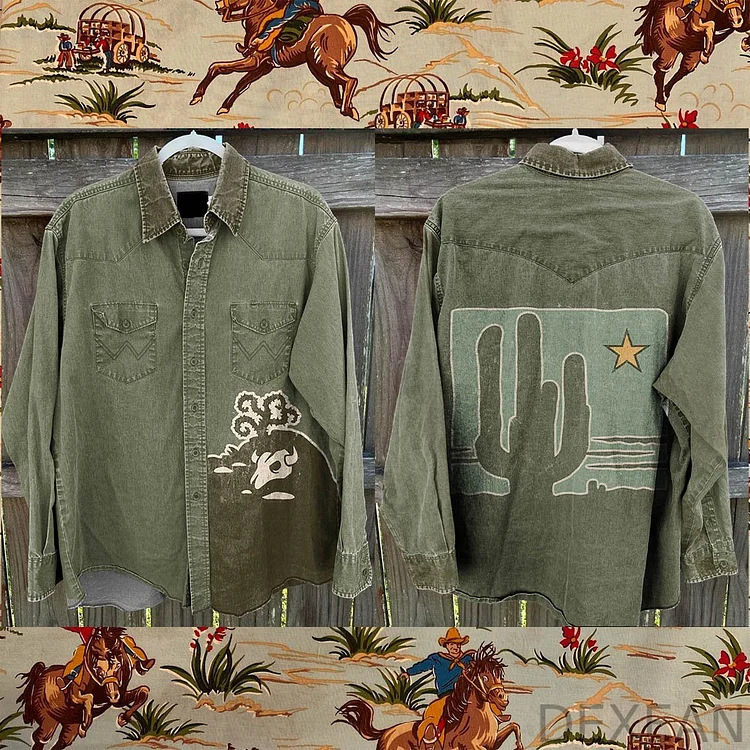 Desert Cactus Vintage Print Casual Shirt