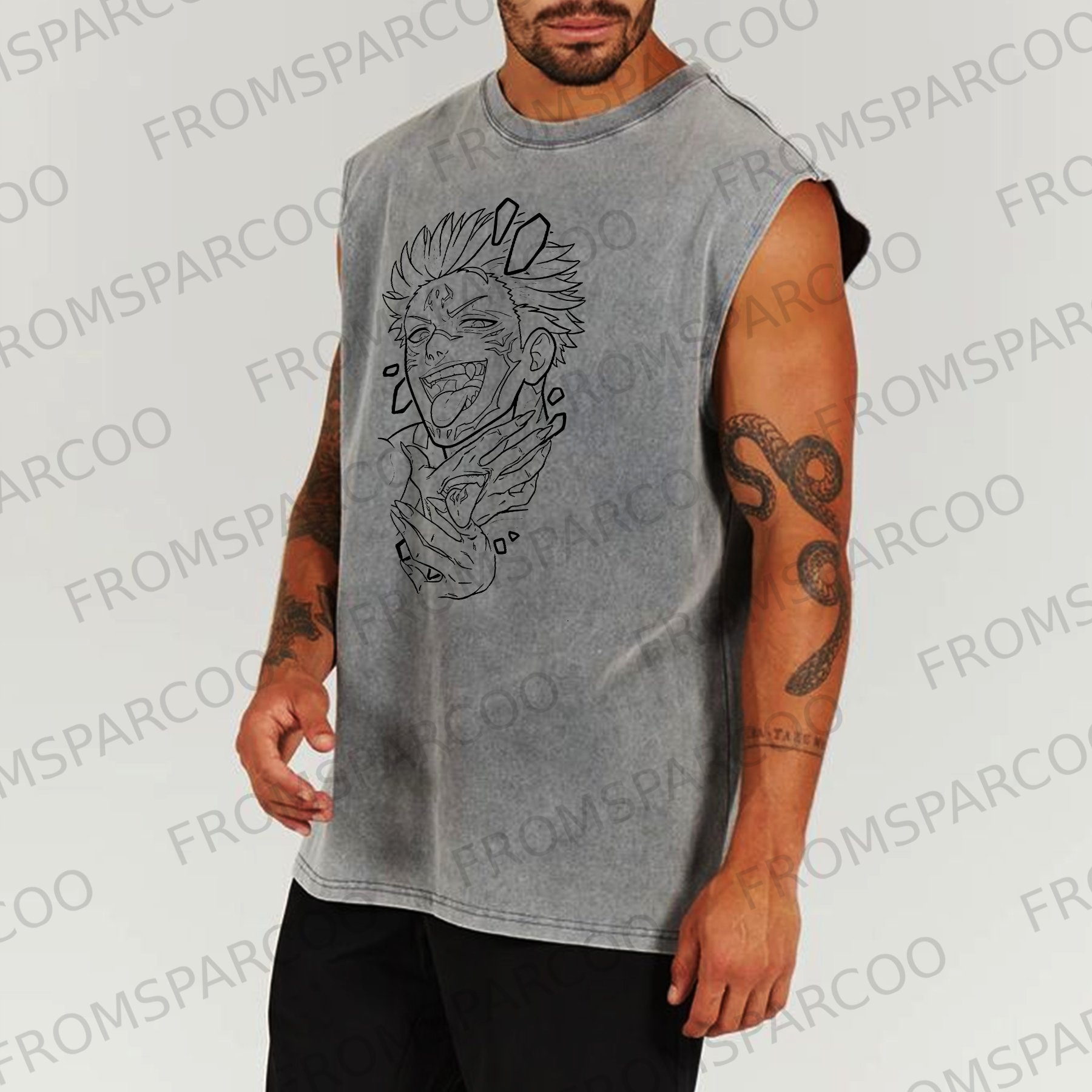 Casual Retro Batik Animation Print Fitness Tank Top