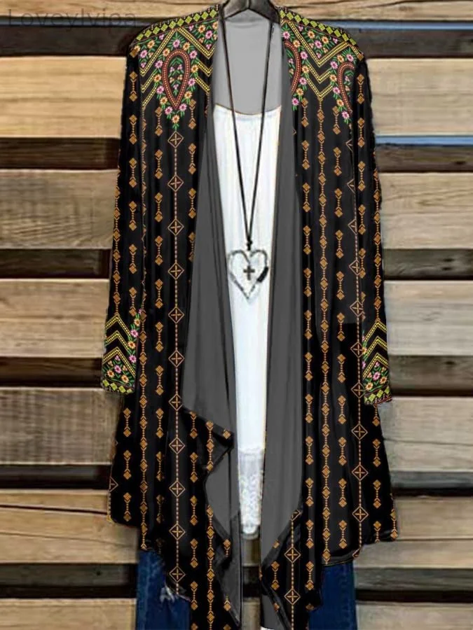 Women'S Vintage Ethnic Print Cardigan