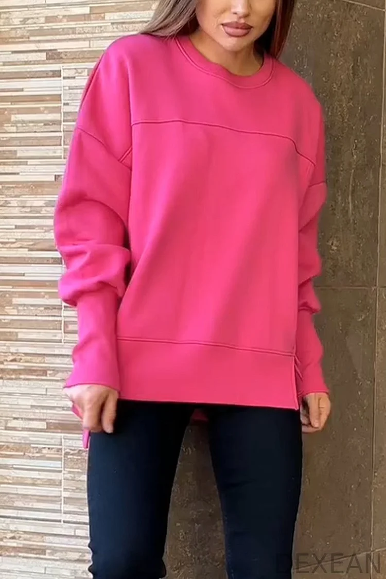Women's Casual Round Neck Solid Color T-shirt