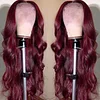 Wine Red Brazilian Long Water Wave Wig