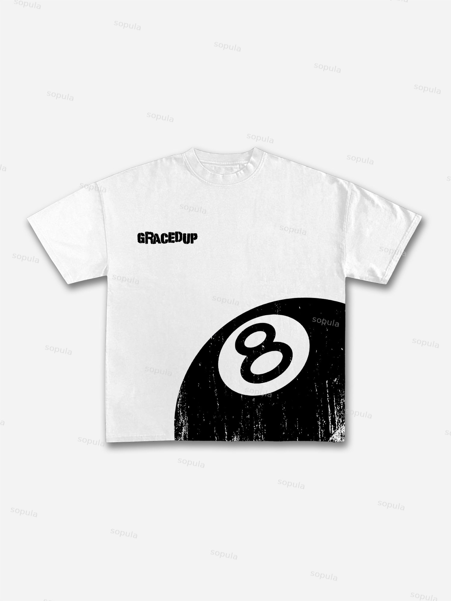 Wrapped In Grace Black Eight Vintage Graphic Cotton T-shirt
