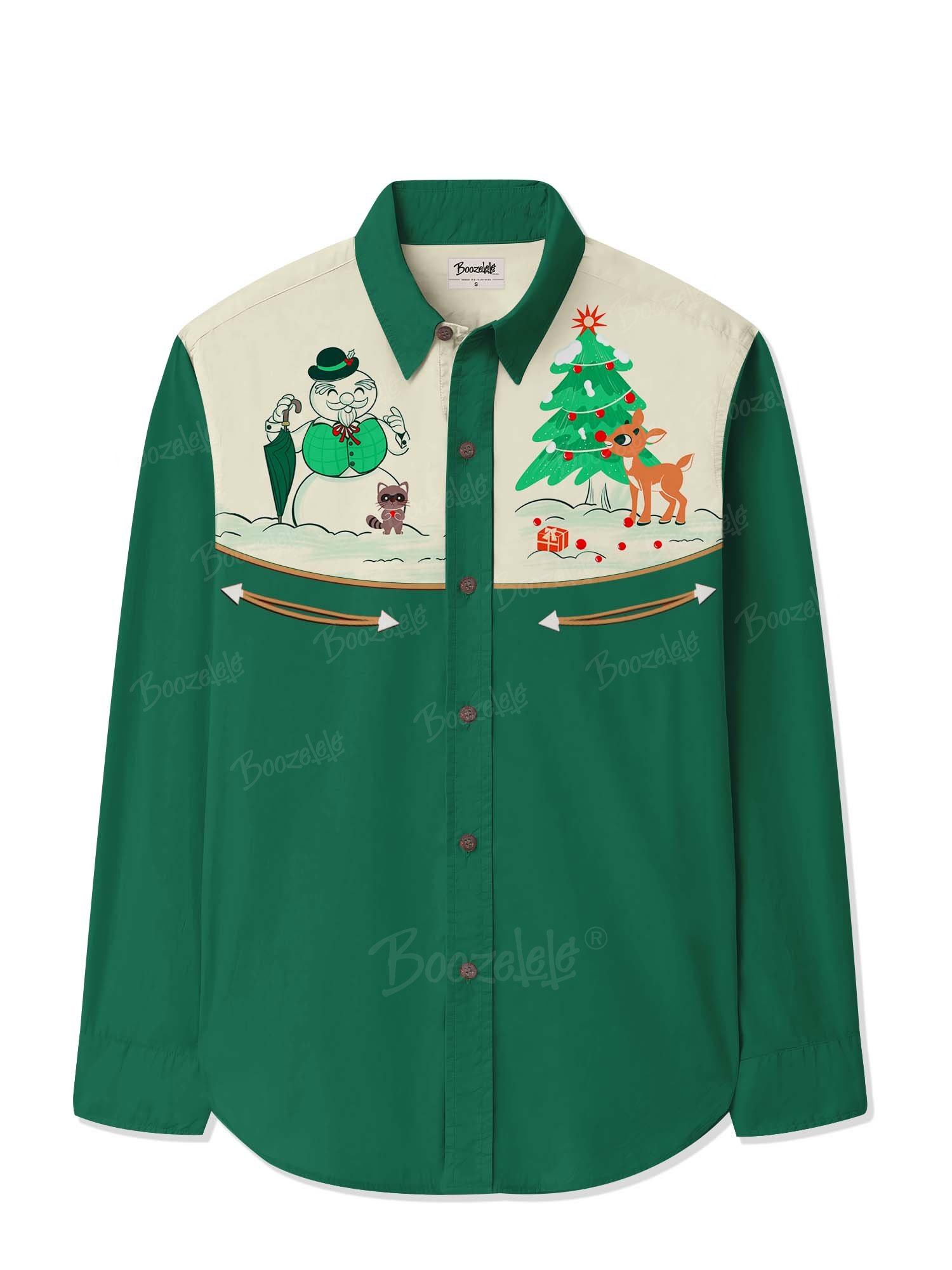 Christmas Tree And Snowman Monster - 100% Cotton Long Sleeves Shirt