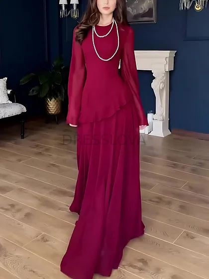 sachin and babi light blue dress Summer Dresses for Women Fashion Plus Size Summer Solid Color Patchwork  Chiffon Middle Sleeved Round Neck Dress Ruffle Layered Formal Dresses  Chiffon Midi Dress