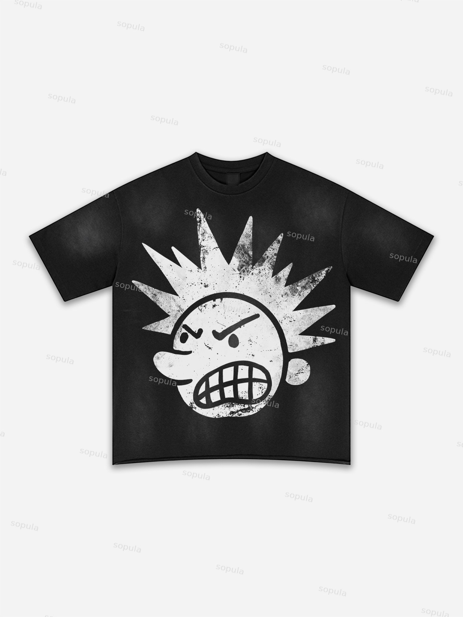 Brain Explosion Big Head Cartoon Portrait Graphic Washed T-shirt