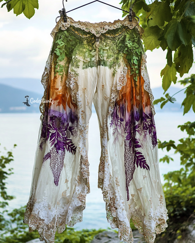 Summer Vacation Ruffle Lace Contrast Pants abe6