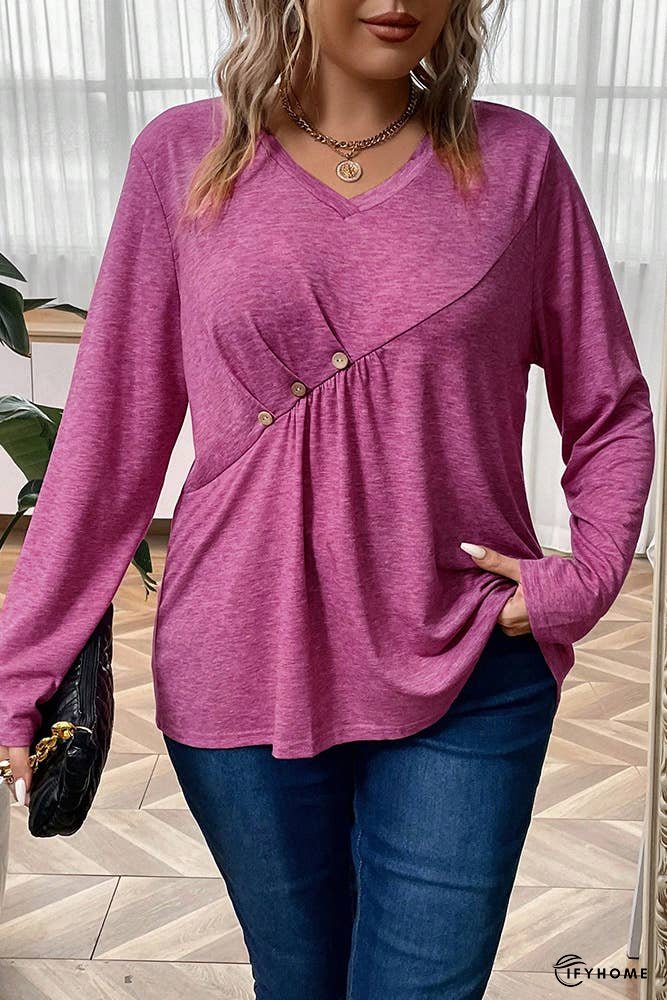 Plus Size Rosy V Neck Top ZK713 | IFYHOME