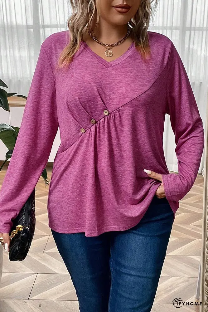 Plus Size Rosy V Neck Top ZK713 | IFYHOME