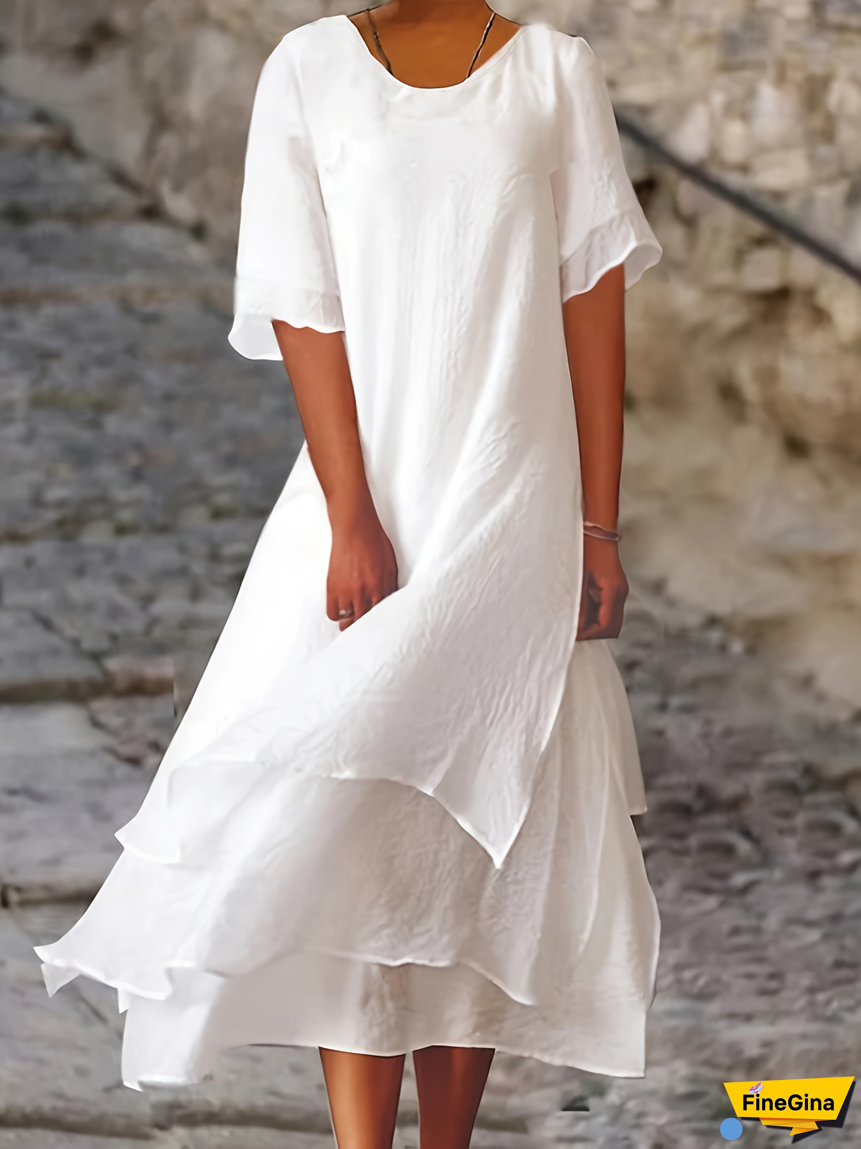 Women‘s Casual Long Sleeve Dress - Solid Color, Crew Neck, All-Season Comfort Fit, Casual Attire|Casual Style|Fitted Design, Dress