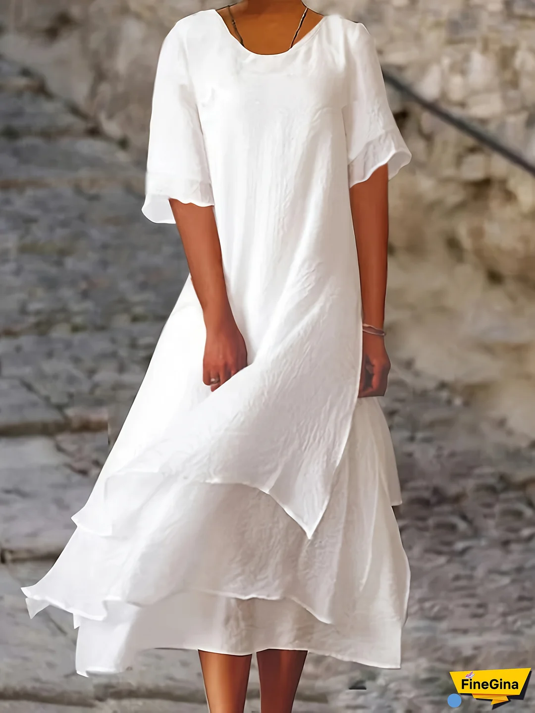 Women‘s Casual Long Sleeve Dress - Solid Color, Crew Neck, All-Season Comfort Fit, Casual Attire|Casual Style|Fitted Design, Dress