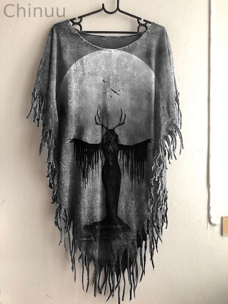Women's Halloween Vintage Witch Print Top