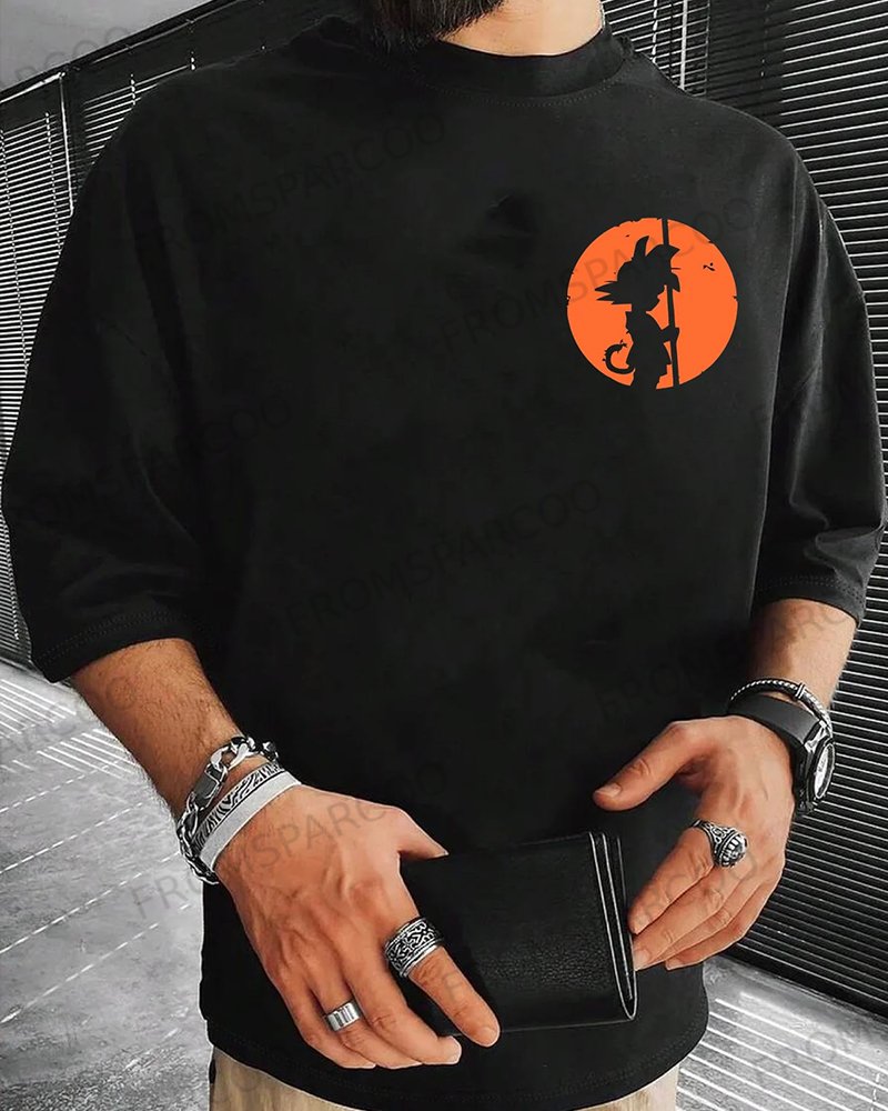 Unisex Anime Goku Silhouette Print T-Shirt