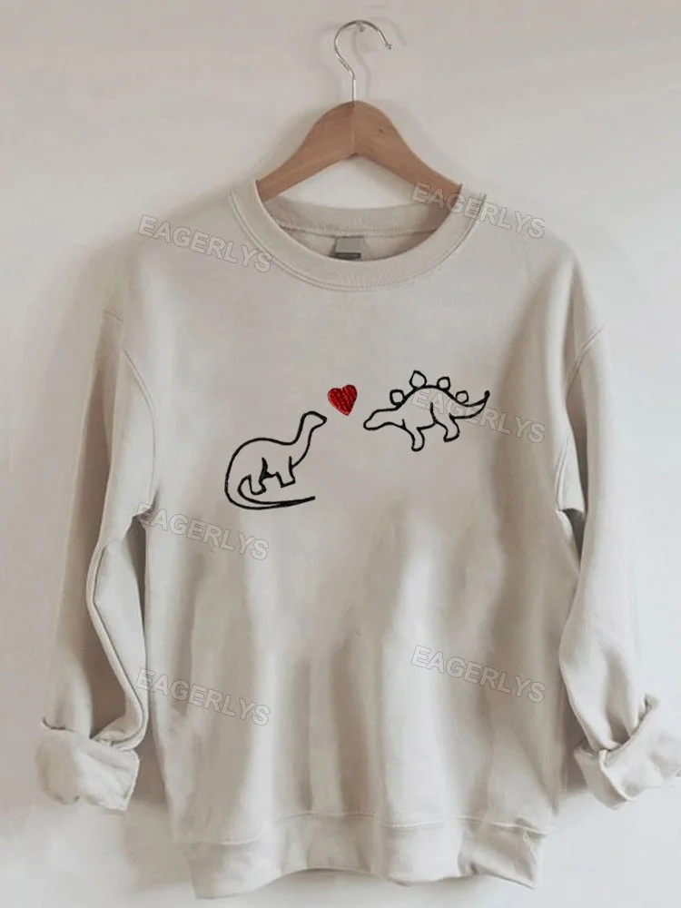 Eagerlys Dinosaurs in Love Embroidered sweatshirt Eagerlys