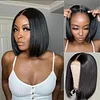 Centre Parting Straight Brazilian Hair Bob Wigs