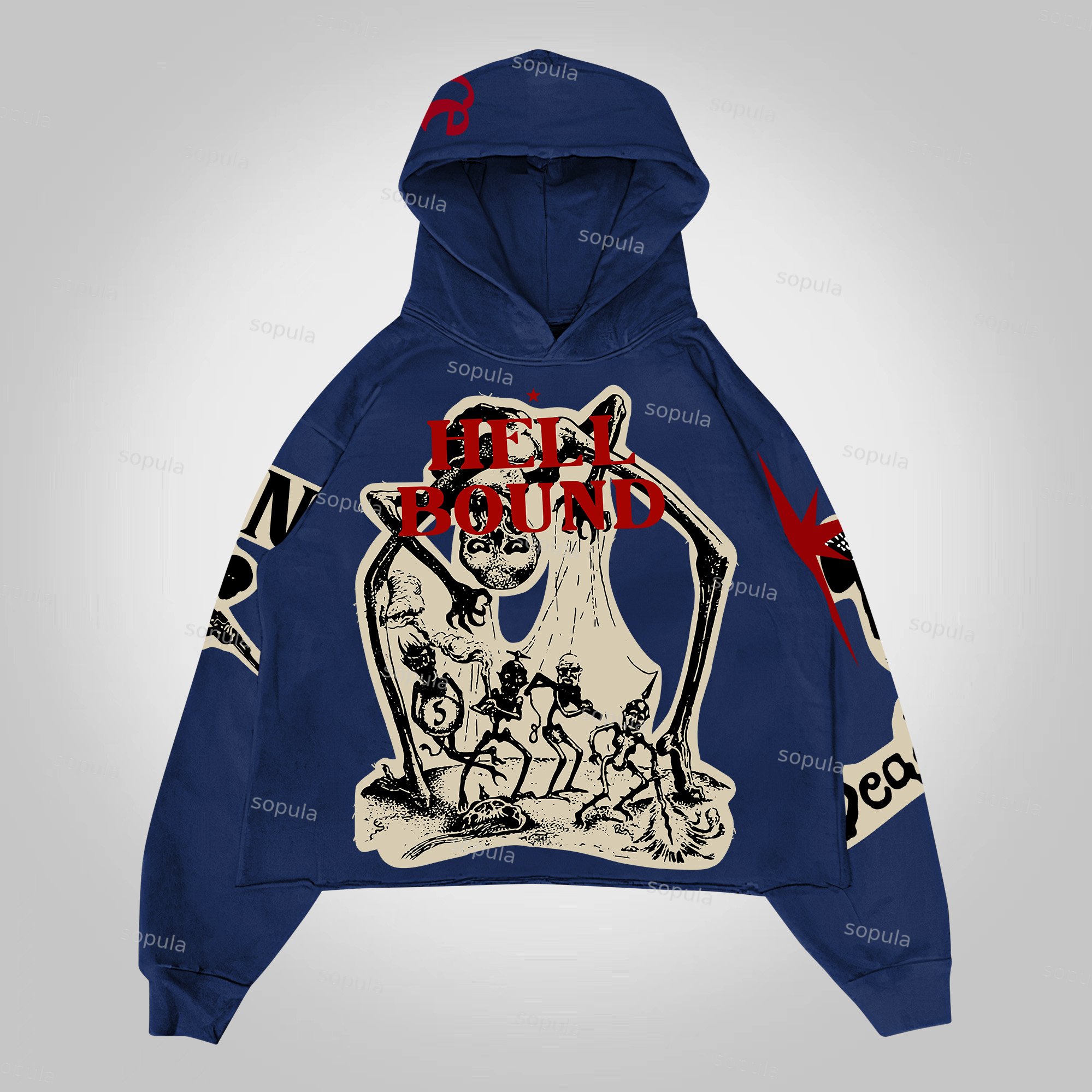 Sopula Punk Mummy Vintage Graphic Oversized Hoodie