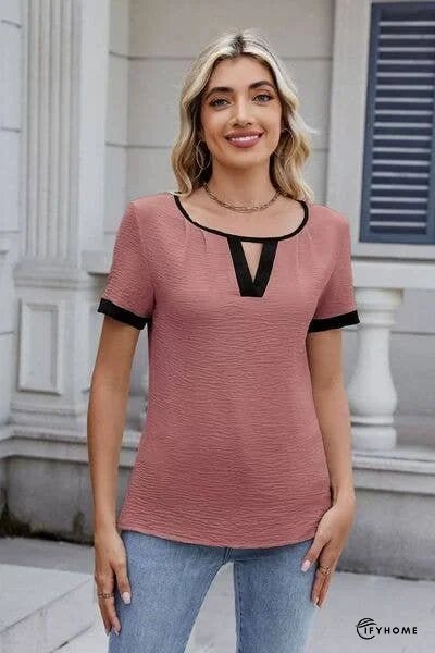 Cutout Round Neck Short Sleeve Top | IFYHOME