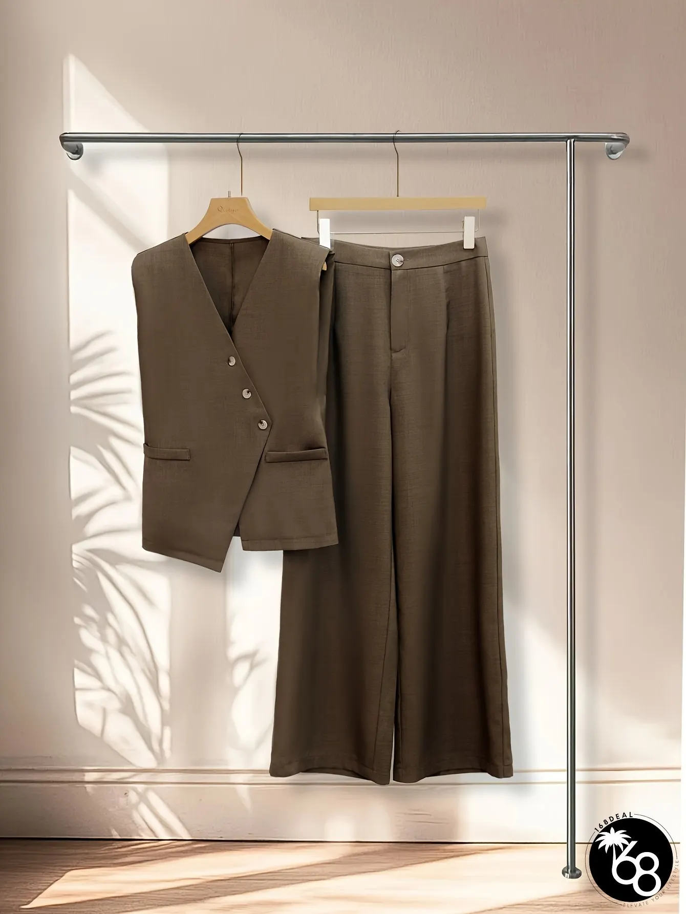 Elegant Womens Suit Set Commuter Outfit Sleeveless Blazer Pants with Vest for Office | 168DEAL