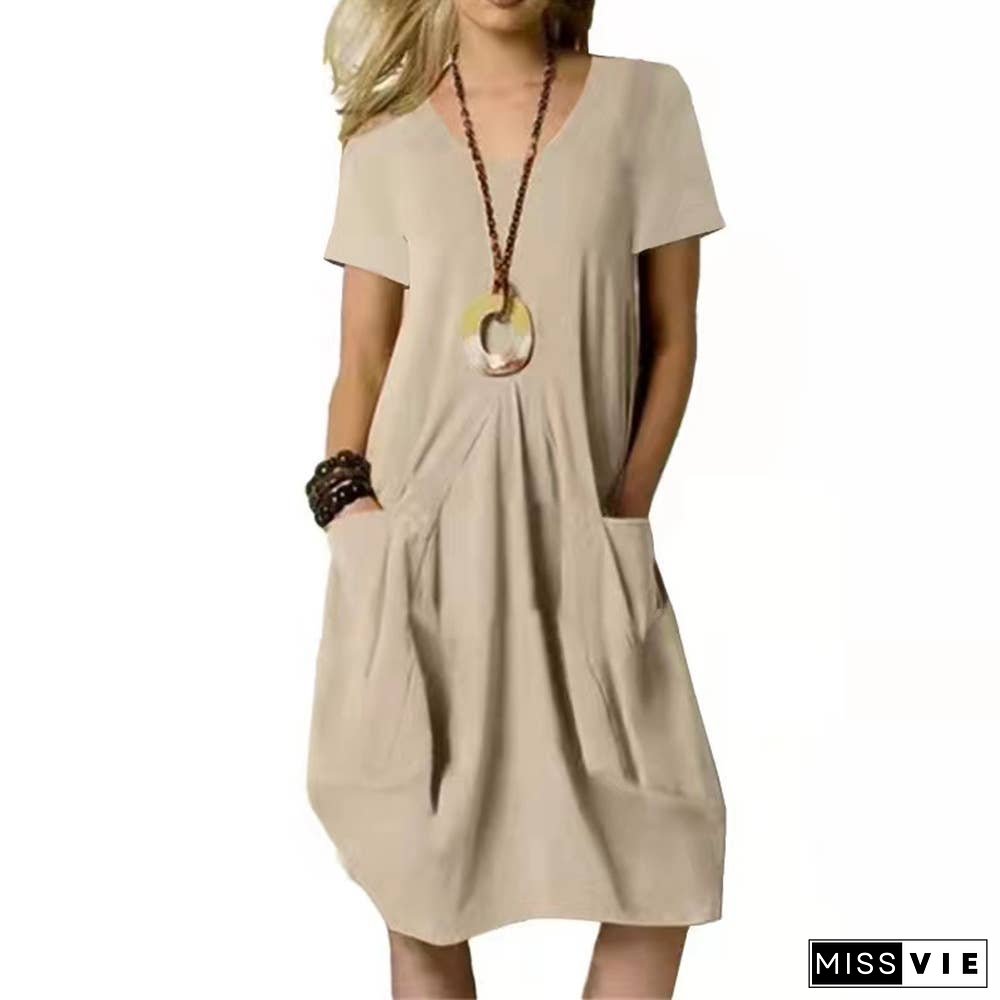 Baggy short sleeve dress with pockets